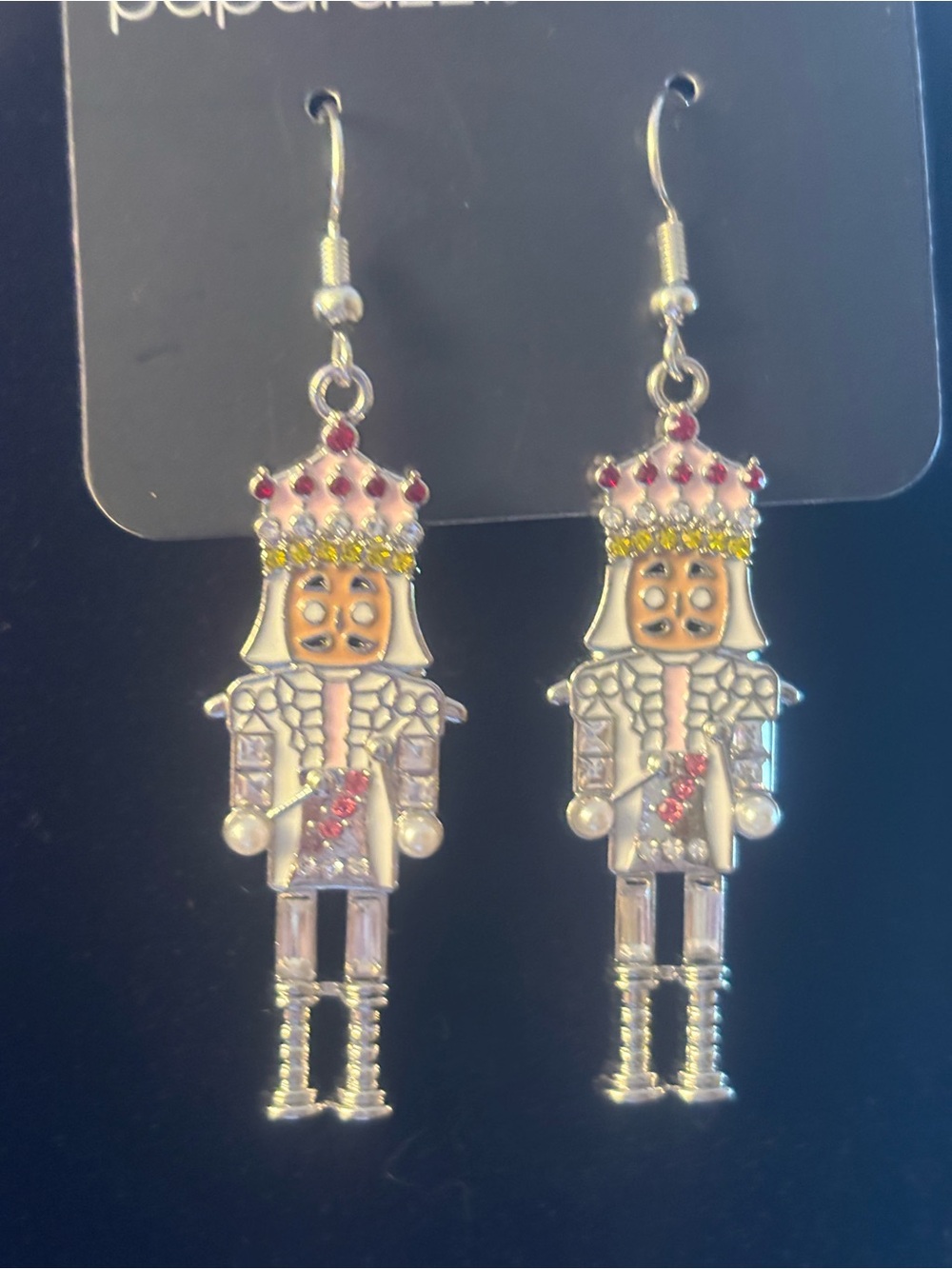 Pink & Silver Nutcracker Earrings for Kids